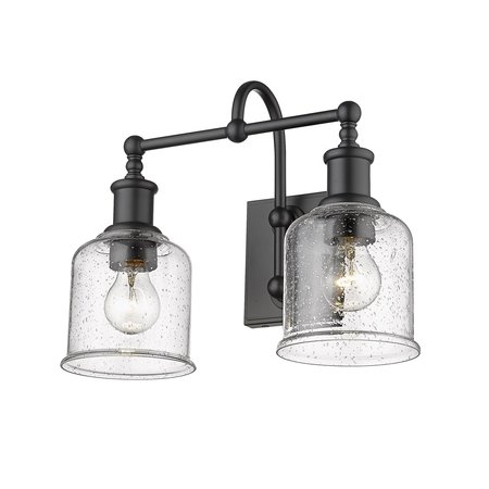 Z-LITE Bryant 2 Light Vanity, Matte Black And Clear Seedy 734-2V-MB